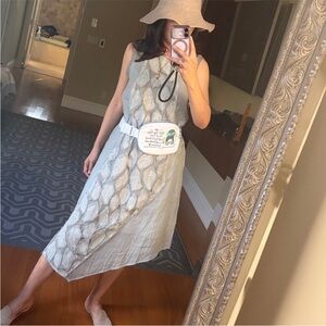 Eileen Fisher gray silk Asymmetrical Dress